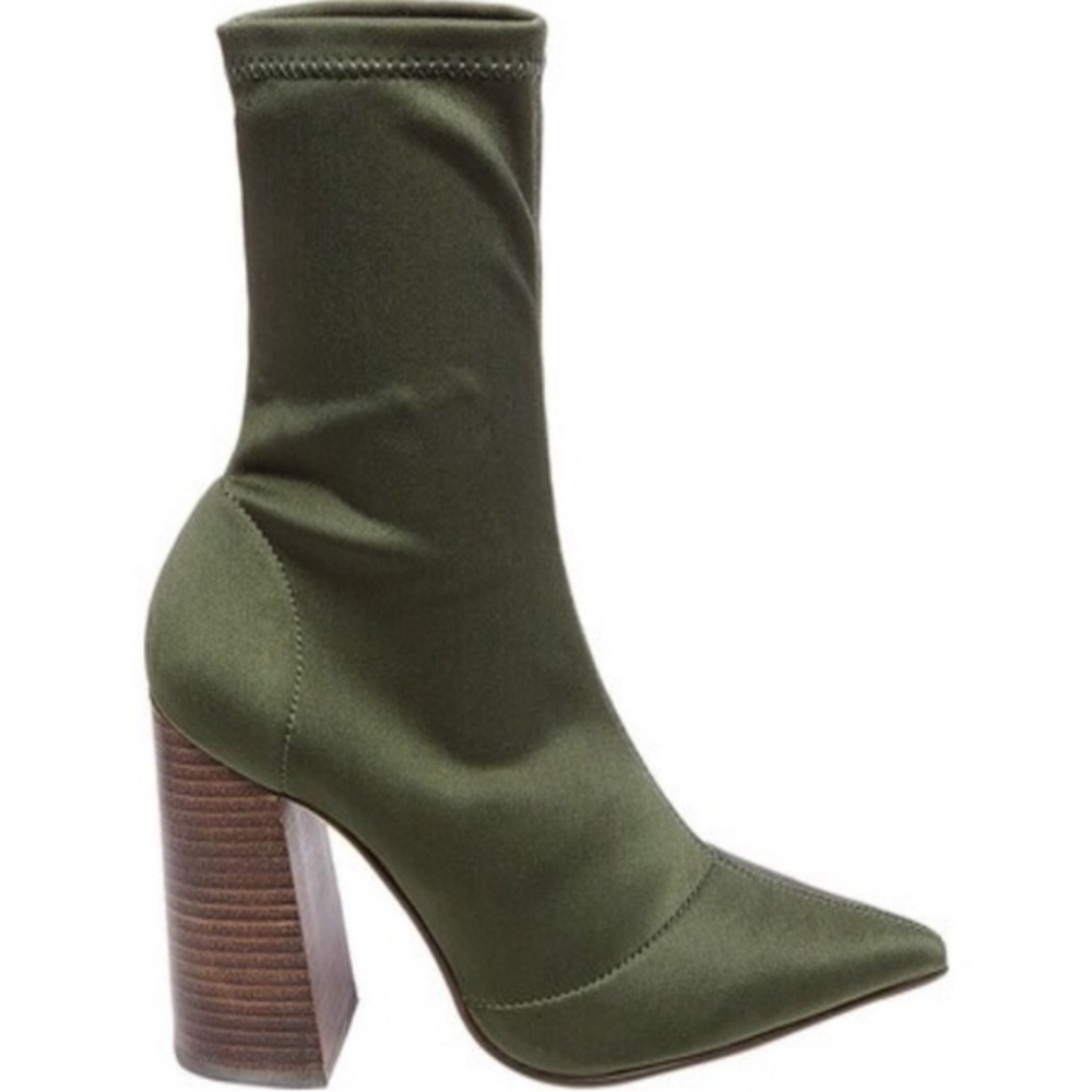Steve Madden Olive Green Lombard Sock Booties Side 8.5.